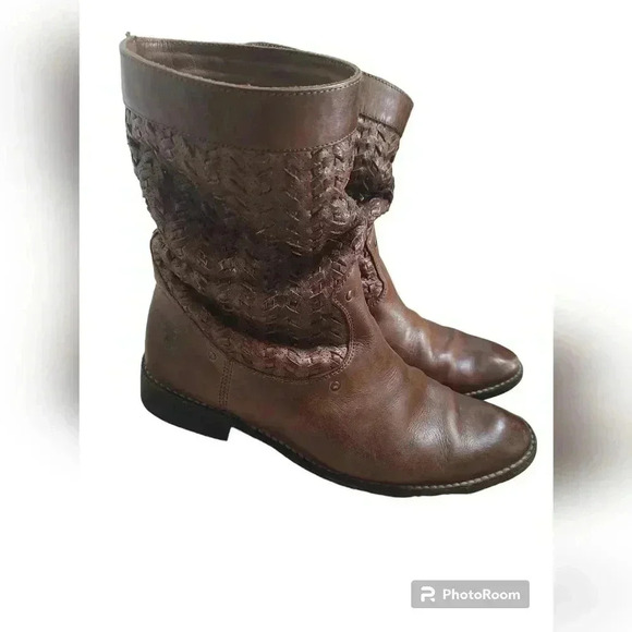 Frye Shirley Woven Huarache Mid Brown Leather Mid Cowboy Boots Womens 7.5 - Picture 3 of 5